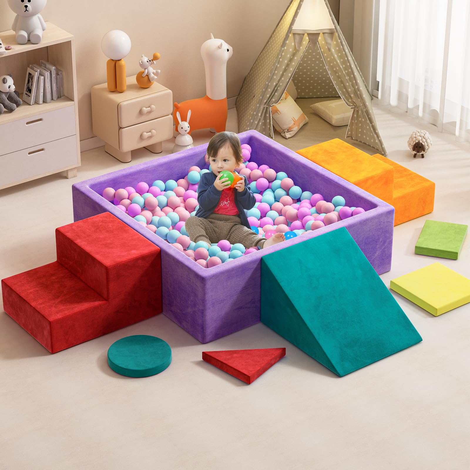 Amazon.co.jp: ソフトブロック アスレチック 室内遊具 子供用 8点